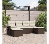 vidaXL Set sofás de jardín 6 piezas y cojines ratán sintético marrón