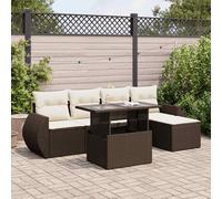 vidaXL Set sofás de jardín 6 piezas y cojines ratán sintético marrón