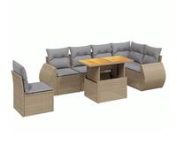 vidaXL Set de sofás de jardín 7 pzas modulares con cojines, ratán sintético beige