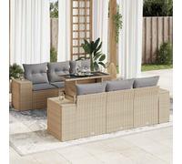 vidaXL Set sofás de jardín 7 piezas y cojines ratán sintético beige
