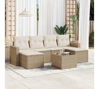 vidaXL Set sofás de jardín 7 piezas y cojines ratán sintético beige