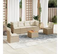 vidaXL Juego de sofá de jardín de 7 piezas con cojines, color beige, de ratán sintético