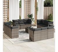 vidaXL Set sofás de jardín con cojines 13 piezas ratán sintético gris