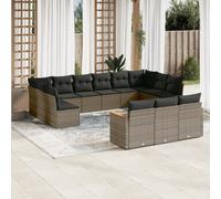 vidaXL Set sofás de jardín con cojines 13 piezas ratán sintético gris