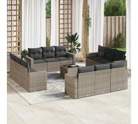 vidaXL Set sofás de jardín con cojines 13 piezas ratán sintético gris