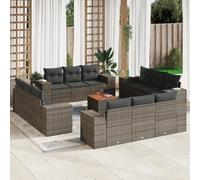 vidaXL Set sofás de jardín con cojines 13 piezas ratán sintético gris