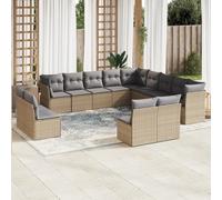 vidaXL Set sofás de jardín con cojines 13 pzas ratán sintético beige