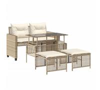 vidaXL Set de sofás de jardín 4 pzas con cojines ratán sintético Vidrio Beige