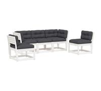 vidaXL Set sofás jardín 5 pzas con cojines madera maciza pino blanco