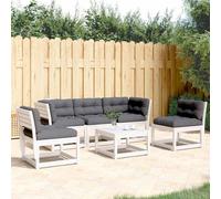 vidaXL Set sofás jardín 5 pzas con cojines madera maciza pino blanco