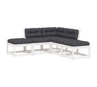 vidaXL Set sofás jardín 5 pzas con cojines madera maciza pino blanco