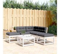 vidaXL Set sofás jardín 5 pzas con cojines madera maciza pino blanco
