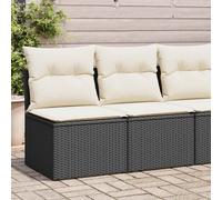 vidaXL Set sofás jardín y Cojines 4 pzas ratán sintético Acacia Negro, Juego de sofás de Exterior, Juego de salón de jardín, Juego de sofás de ratán sintético