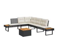 vidaXL Set sofás jardín y cojines 2 pzas ratán sintético acacia negro