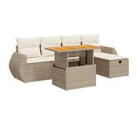 vidaXL Set sofás jardín y Cojines 6 pzas ratán sintético Acacia Beige