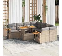 vidaXL Set sofás jardín y cojines 9 pzas ratán sintético acacia beige