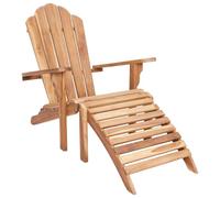 vidaXL Silla Adirondack de jardín con reposapiés Natural