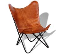 vidaXL Silla Butterfly de Cuero auténtico marrón