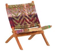 vidaXL Silla chindi plegable de tela multicolor