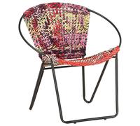 vidaXL Silla circular chindi de tela multicolor