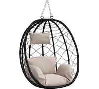 vidaXL Silla colgante con forma de huevo, de ratán sintético, 91,5 x 54,5 x 107 cm, color beige