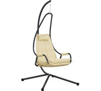 vidaXL Silla colgante en forma de huevo, acero, 94 x 107 x 196,5 cm, color beige