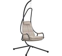 vidaXL Silla colgante en forma de huevo, acero, 94 x 107 x 196,5 cm, color beige