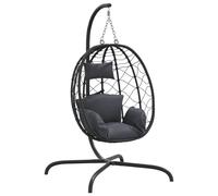 vidaXL Silla colgante huevo acero ratán sintético cojín Color Blanco crema, Taupé, Antracita