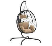 vidaXL Silla colgante huevo acero ratán sintético cojín Color Blanco crema, Taupé, Antracita