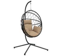 vidaXL Silla colgante huevo con soporte tela y acero gris taupe