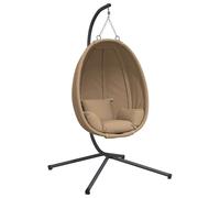 vidaXL Silla colgante huevo con soporte ratán y acero hamaca huevo Color Beige, Taupé,