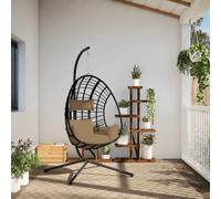 vidaXL Silla colgante huevo con soporte tela y acero gris taupe