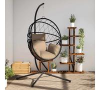 vidaXL Silla colgante huevo con soporte tela y acero gris taupe