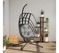 vidaXL Silla colgante tipo huevo con soporte de acero antracita