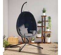 vidaXL Silla colgante tipo huevo con soporte de tela antracita y acero
