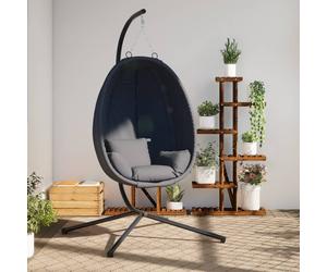 vidaXL Silla colgante tipo huevo con soporte de tela antracita y acero