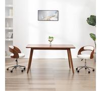 vidaXL Silla comedor giratoria madera curvada cuero sintético blanco