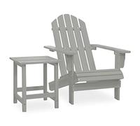 vidaXL Silla Adirondack con otomana y mesa Abeto macizo Jardín Exterior Gris