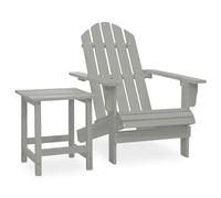 vidaXL Silla con otomana y mesa jardín Adirondack abeto macizo gris