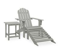 vidaXL Silla con otomana y mesa jardín Adirondack macizo abeto gris
