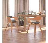 vidaXL Silla de comedor 2 uds madera curvada y tela gris claro