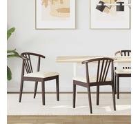 vidaXL Juego de 2 sillas de comedor. Madera de caucho maciza, color marrón claro