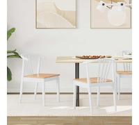 vidaXL Juego de 2 sillas de comedor. Madera de caucho maciza, color blanco y natural