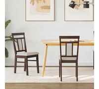 vidaXL: Juego de 2 sillas de comedor, madera de caucho maciza, color marrón claro