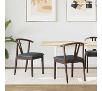 vidaXL: Juego de 2 sillas de comedor, madera maciza de caucho, color marrón claro y