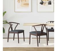 vidaXL: Juego de 2 sillas de comedor, madera maciza de caucho, color marrón claro y
