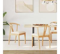 vidaXL: Juego de 2 sillas de comedor, madera de caucho maciza, color natural y claro