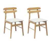 vidaXL Silla de comedor vintage, madera de caucho sólido natural y claro, 2 uds.