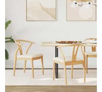 vidaXL: Juego de 2 sillas de comedor, madera de caucho maciza, color natural y claro