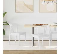 vidaXL: Juego de 2 sillas de comedor, madera maciza de caucho, color blanco